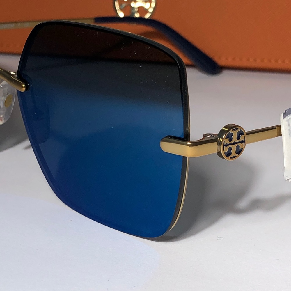 New Authentic Tory Burch TY6080 Blue Sunglasses with Orange Case - Picture 8 of 14